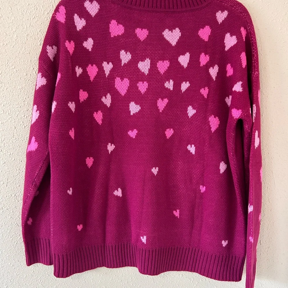 Lilly Pulitzer Elizabelle Sweater Mulberry Hearts Medium EUC - Picture 4 of 5
